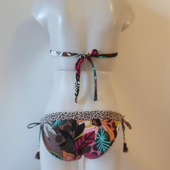 Womens Blue/Rod Beattie Multi Color Print 2pc Triangle Swim Bikini Sz 4* - Picture 3 of 4